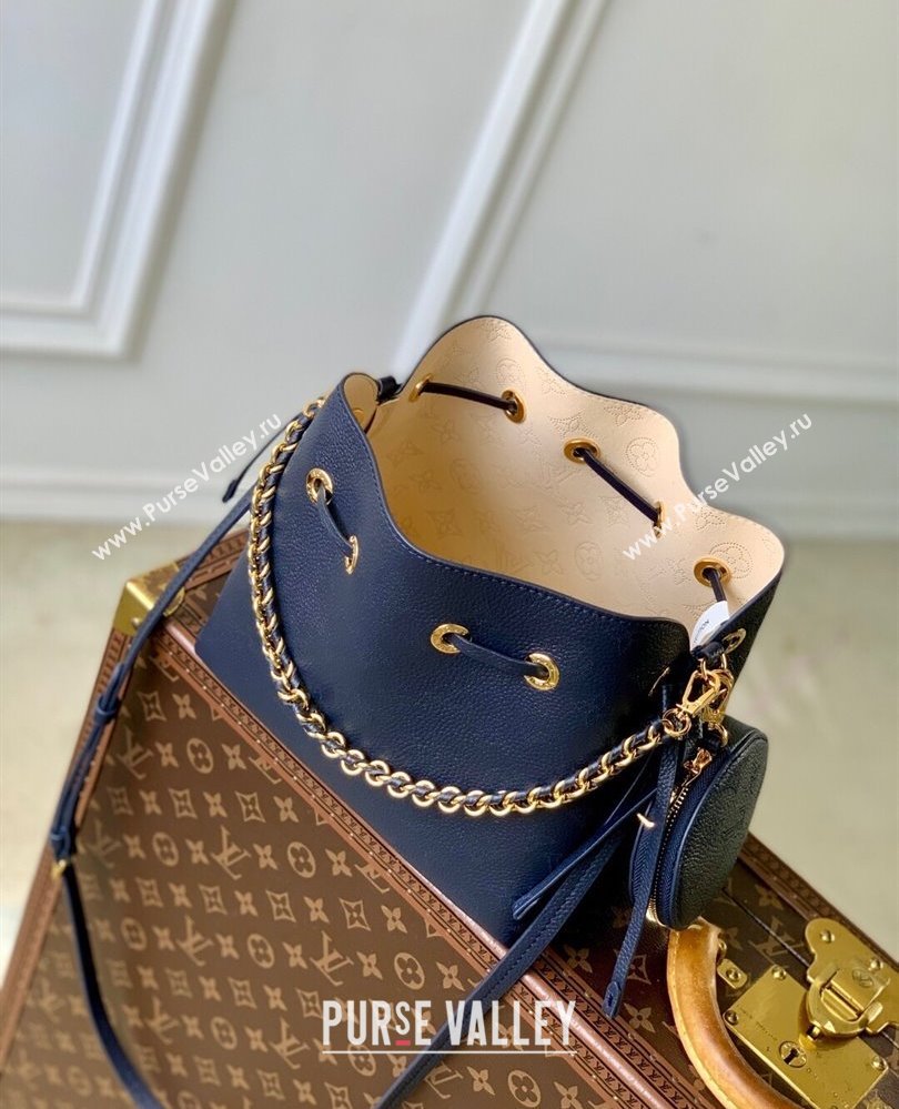 Louis Vuitton Bella Bucket Bag in Mahina Perforated Leather M14315 Navy Blue 2025 (KI-250809061)