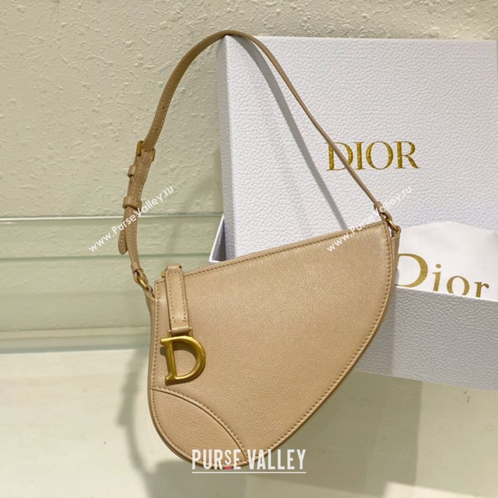 Dior Saddle Shoulder Pouch in Beige Goatskin 2024 (DMZ-24020237)