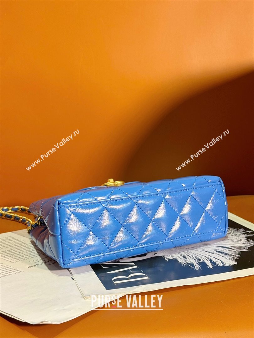 Chanel Shiny Calfskin Mini Shopping Bag AS4416 Blue 2024 (JY-24052107)