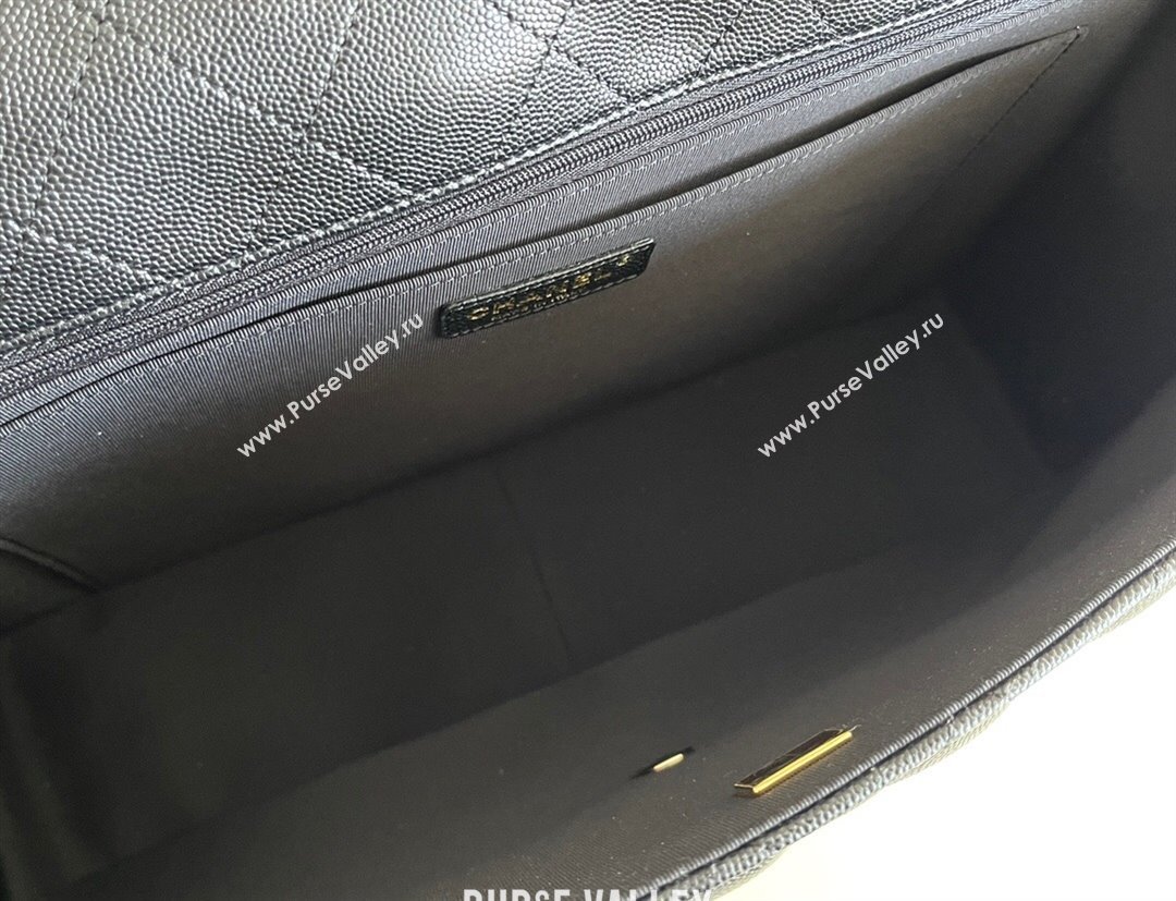 Chanel XXL Airline Travel Flap Bag in Haas Grained Calfskin Leather A4661 Black/Light Gold 2024 Top Quality (MHE-24071612)