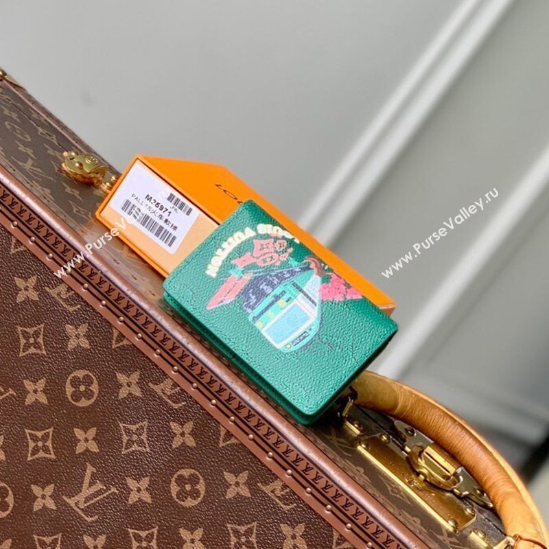 Louis Vuitton Pocket Organizer Wallet in Printed Monogram Canvas M25971 Green 2025 (KI-2508110011)
