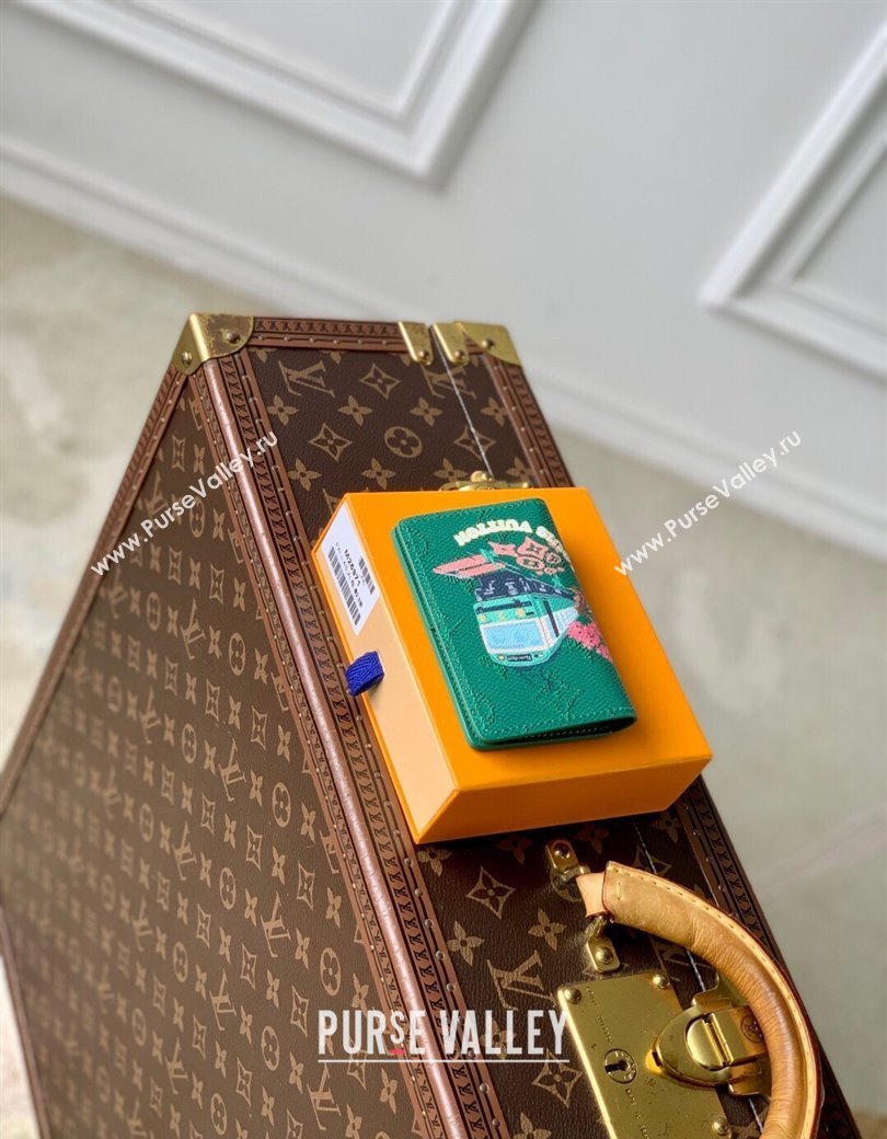 Louis Vuitton Pocket Organizer Wallet in Printed Monogram Canvas M25971 Green 2025 (KI-2508110011)