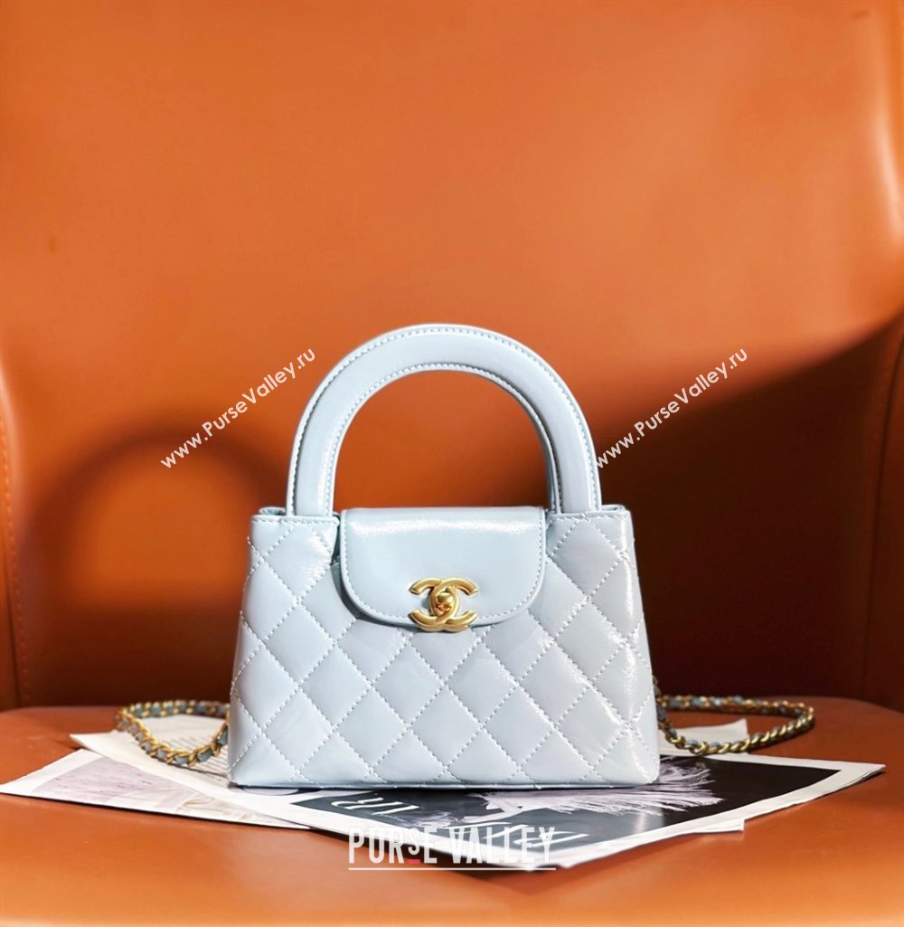 Chanel Shiny Calfskin Mini Shopping Bag AS4416 Light Blue 2024 (JY-24052105)