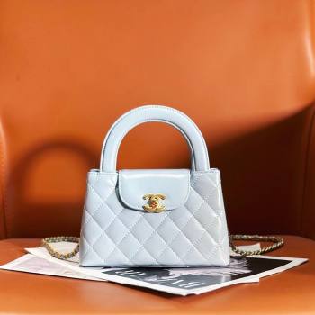 Chanel Shiny Calfskin Mini Shopping Bag AS4416 Light Blue 2024 (JY-24052105)
