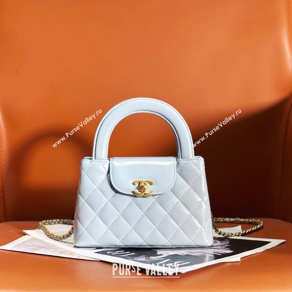 Chanel Shiny Calfskin Mini Shopping Bag AS4416 Light Blue 2024 (JY-24052105)