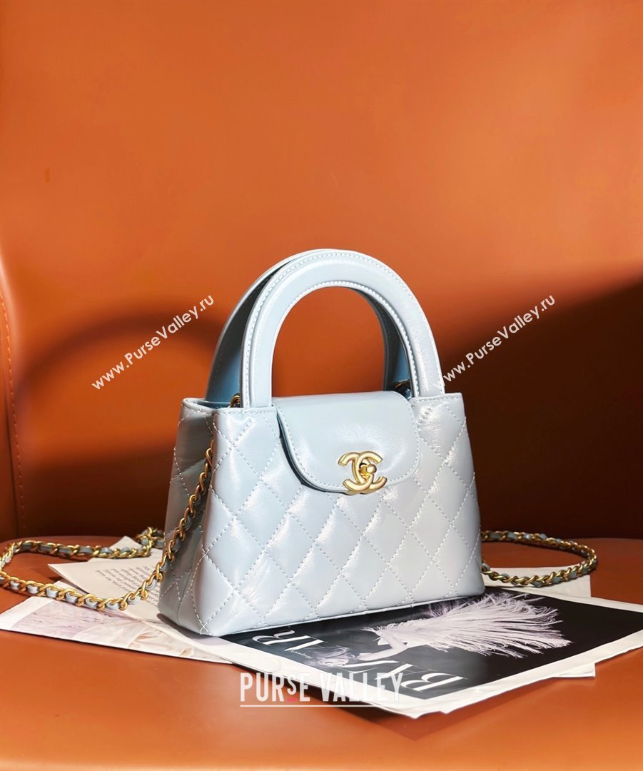 Chanel Shiny Calfskin Mini Shopping Bag AS4416 Light Blue 2024 (JY-24052105)