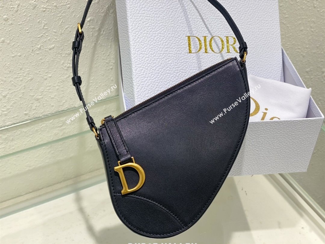 Dior Saddle Shoulder Pouch in Black Goatskin 2024 (DMZ-24020236)