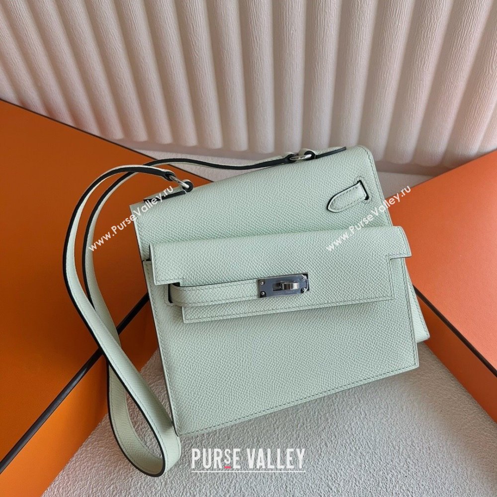 Hermes Limited Edition Kelly en Desordre Mini 20 Bag in Epsom Leather OS Bubble Green/Silver 2024 (Handmade) (XX-24102519)