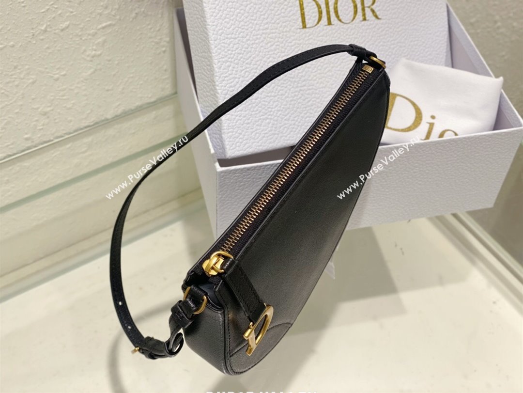 Dior Saddle Shoulder Pouch in Black Goatskin 2024 (DMZ-24020236)