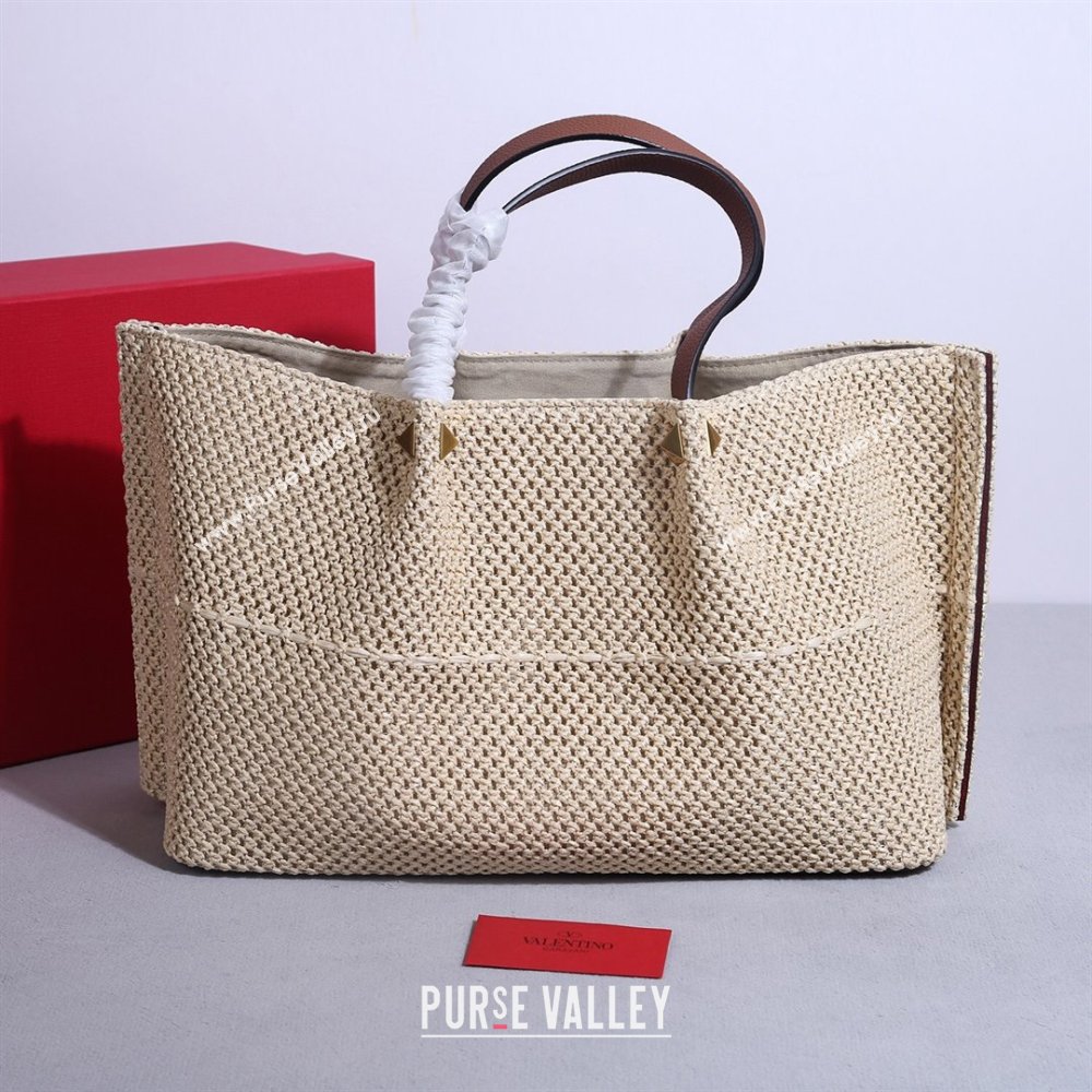 Valentino Medium VLogo Raffia Straw Summer Tote bag Beige 2023 22003L (JD-2405241143)