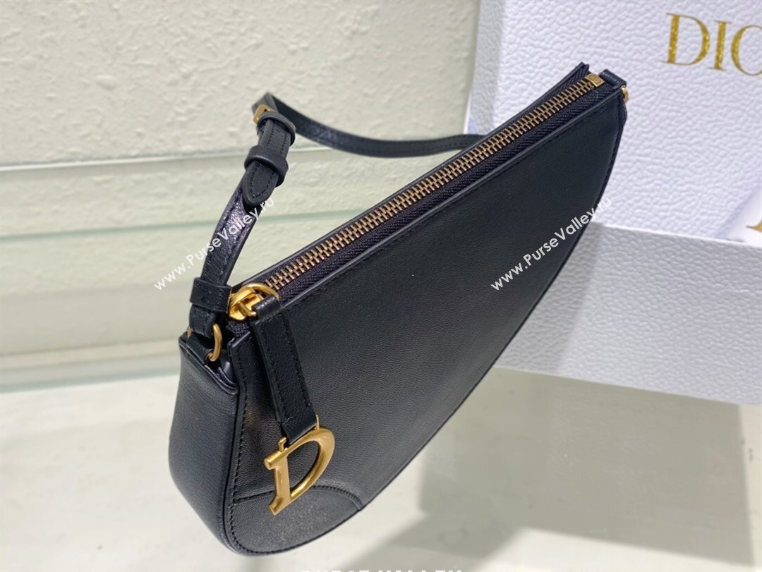 Dior Saddle Shoulder Pouch in Black Goatskin 2024 (DMZ-24020236)