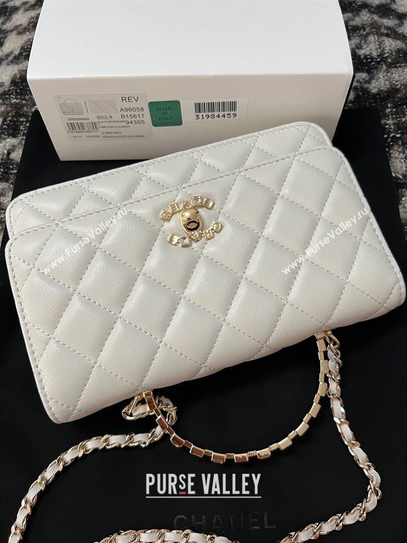 Chanel Lambskin Clutch with Chain AP3797 White 2024 (YEZI-24041213)