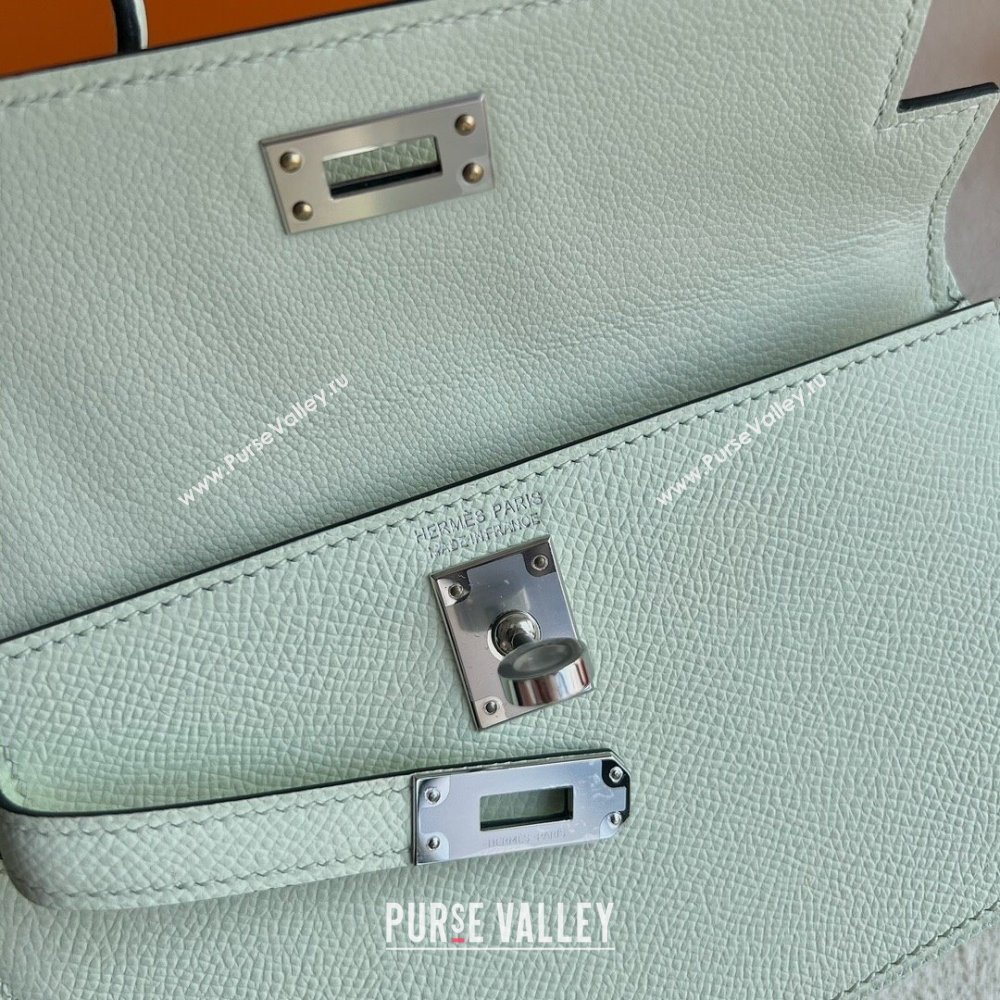 Hermes Limited Edition Kelly en Desordre Mini 20 Bag in Epsom Leather OS Bubble Green/Silver 2024 (Handmade) (XX-24102519)