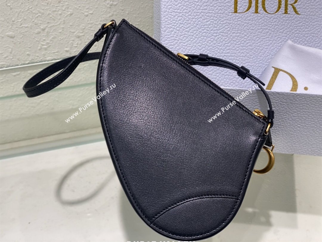 Dior Saddle Shoulder Pouch in Black Goatskin 2024 (DMZ-24020236)