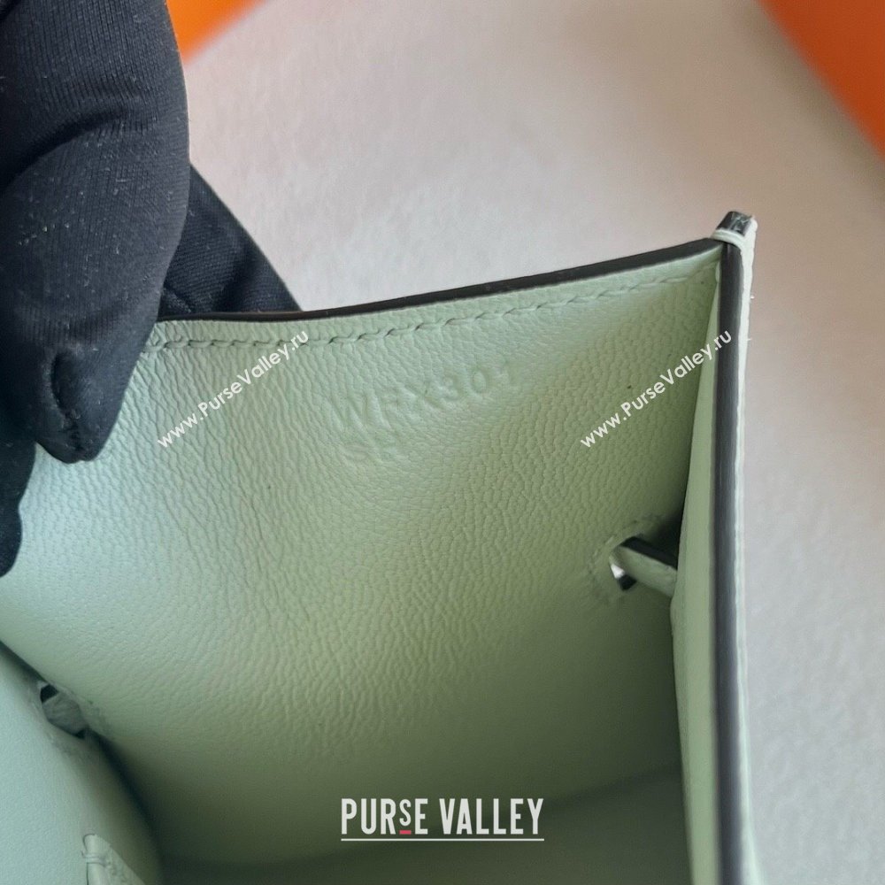 Hermes Limited Edition Kelly en Desordre Mini 20 Bag in Epsom Leather OS Bubble Green/Silver 2024 (Handmade) (XX-24102519)