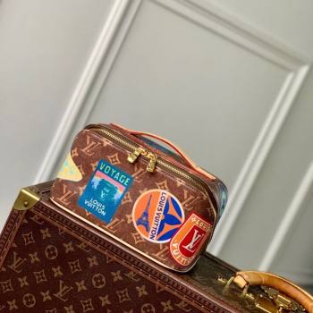Louis Vuitton Toiletry Bag 2 compartments Bag in Monogram Canvas with Travel Stickers Print 2025 M14744 (KI-250523039)