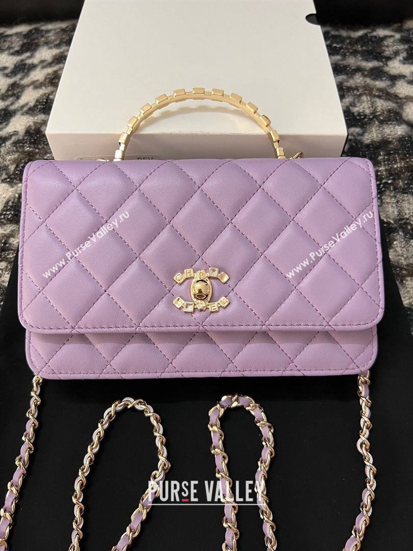 Chanel Lambskin Clutch with Chain AP3797 Purple 2024 (YEZI-24041210)