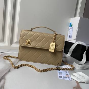 Chanel Leather Flap bag with Top Handle AS6025 Beige 2024 (YEZI-24052109)