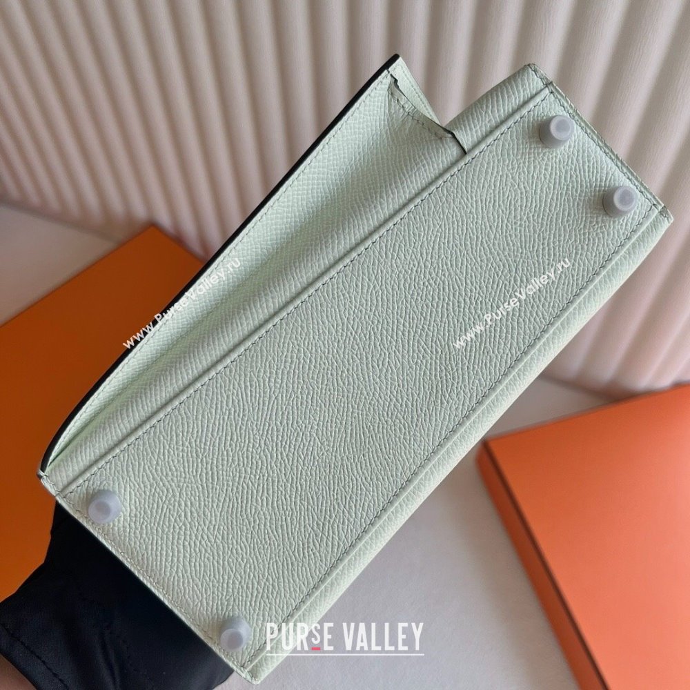 Hermes Limited Edition Kelly en Desordre Mini 20 Bag in Epsom Leather OS Bubble Green/Silver 2024 (Handmade) (XX-24102519)