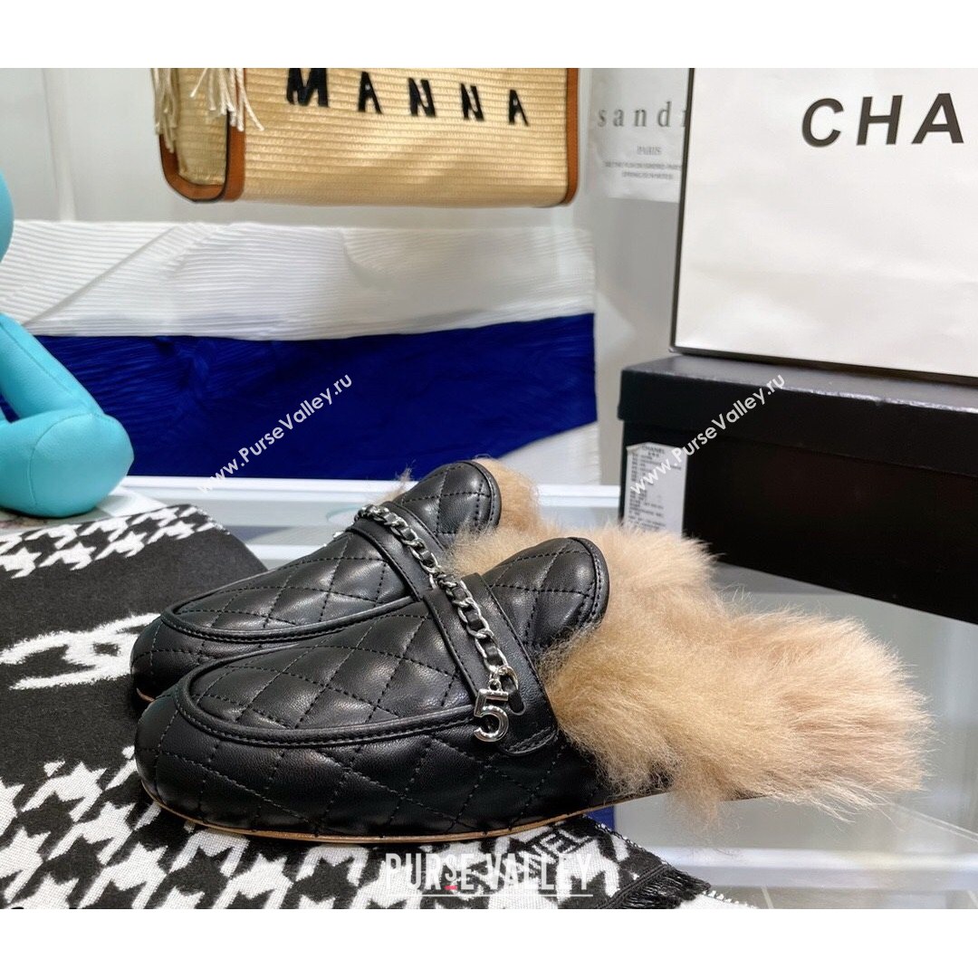 Chanel Lambskin Wool Flat Mules Black 2021 (MD-21080910)