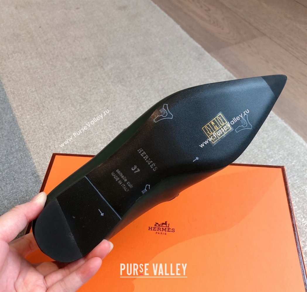 Hermes Kelly Mary Janes Ballet Flats in Calfskin with Kelly buckle Dark Green 2025 (XC-250226065)
