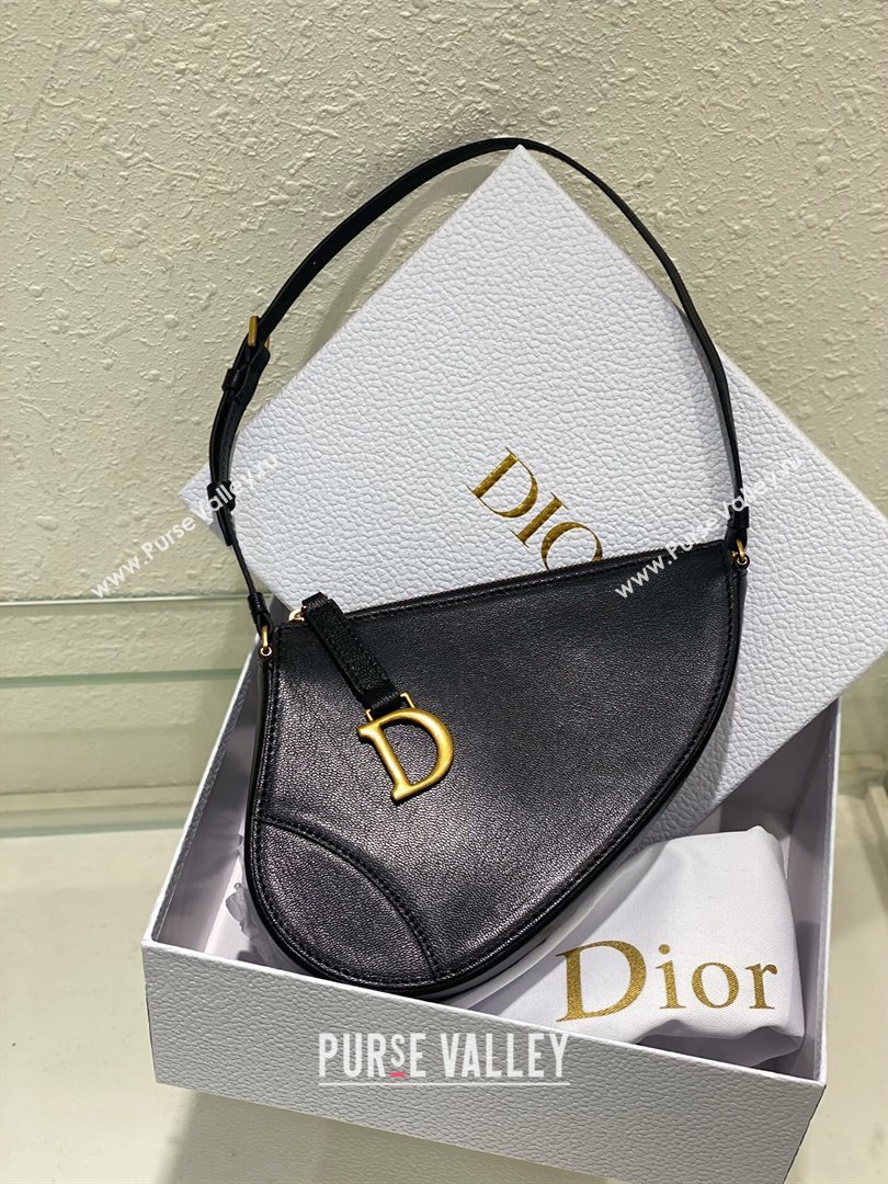 Dior Saddle Shoulder Pouch in Black Goatskin 2024 (DMZ-24020236)