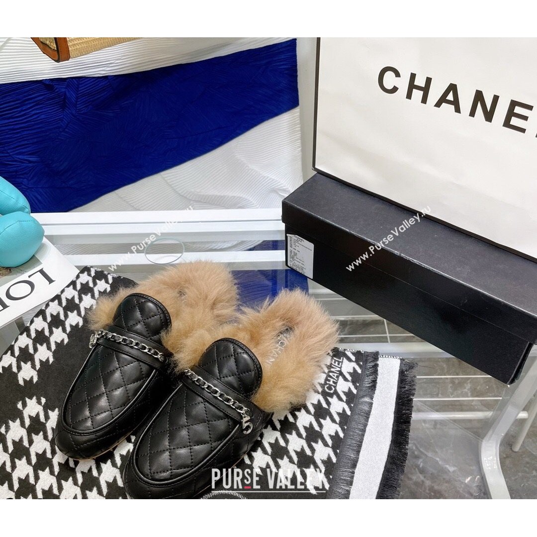 Chanel Lambskin Wool Flat Mules Black 2021 (MD-21080910)