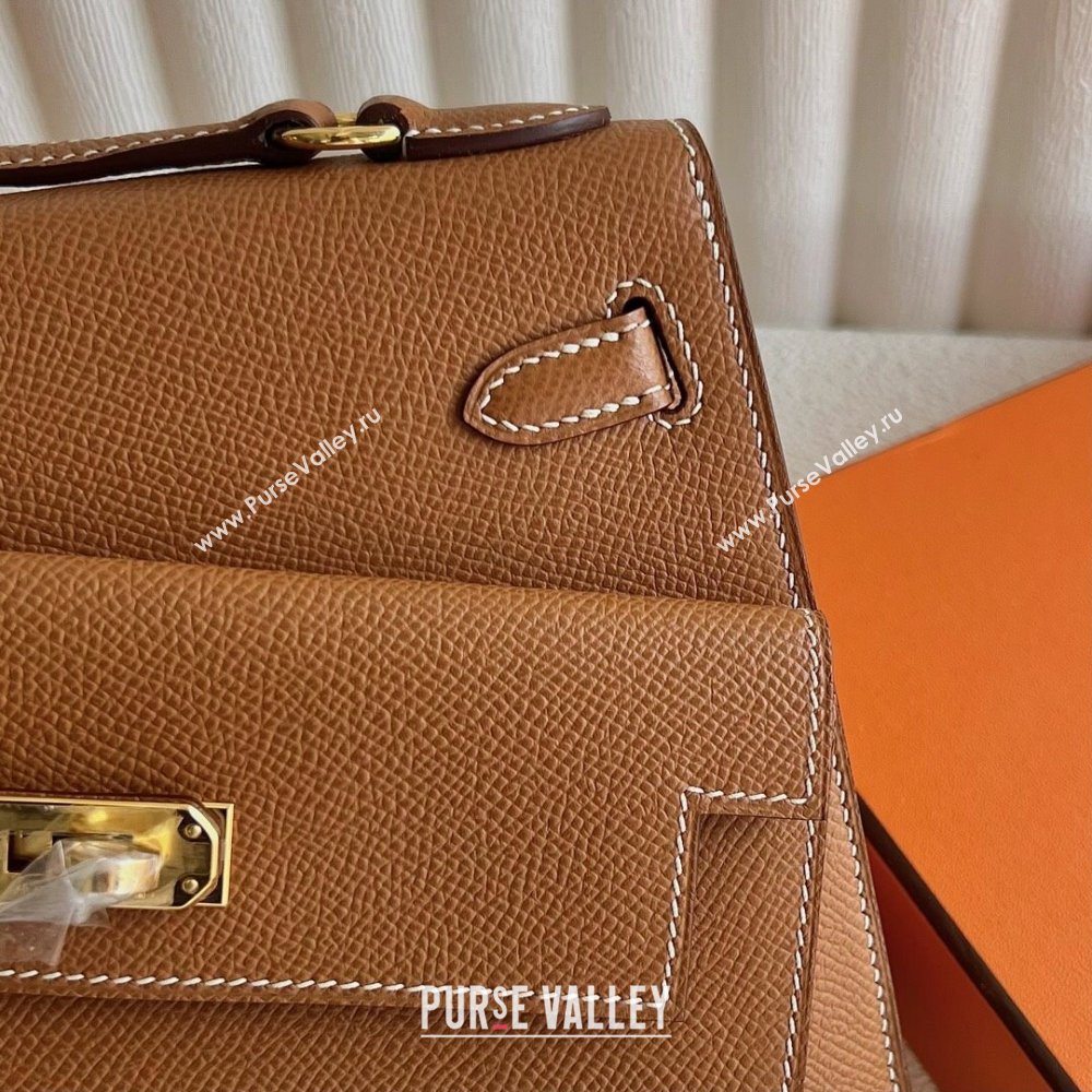 Hermes Limited Edition Kelly en Desordre Mini 20 Bag in Epsom Leather Brown/Gold 2024 (Handmade) (XX-24102520)