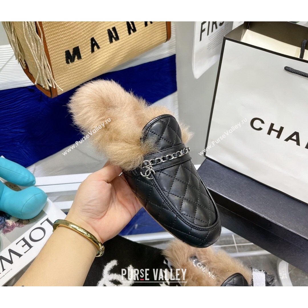 Chanel Lambskin Wool Flat Mules Black 2021 (MD-21080910)