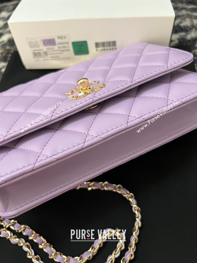 Chanel Lambskin Clutch with Chain AP3797 Purple 2024 (YEZI-24041210)