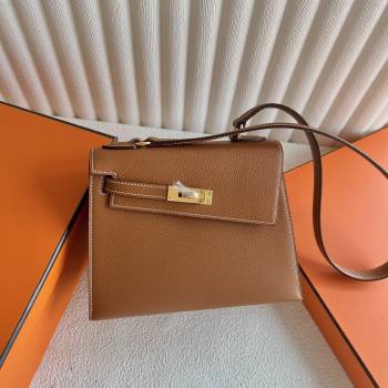 Hermes Limited Edition Kelly en Desordre Mini 20 Bag in Epsom Leather Brown/Gold 2024 (Handmade) (XX-24102520)