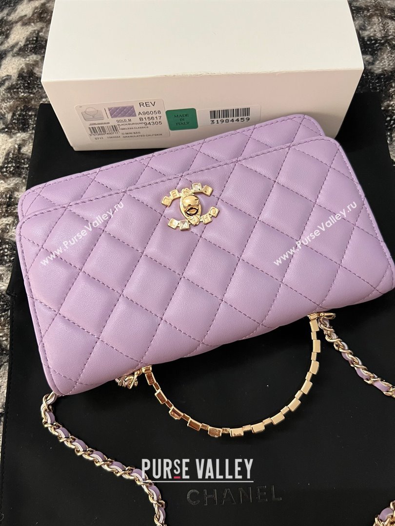 Chanel Lambskin Clutch with Chain AP3797 Purple 2024 (YEZI-24041210)