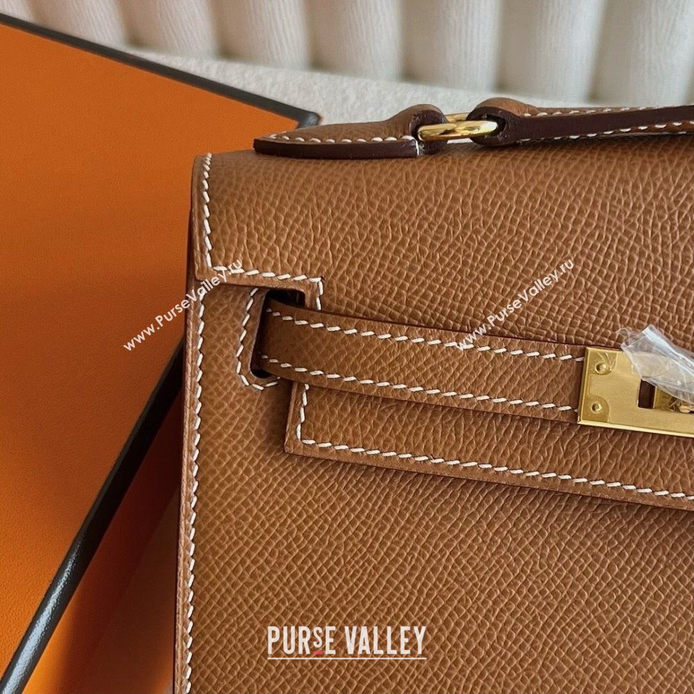 Hermes Limited Edition Kelly en Desordre Mini 20 Bag in Epsom Leather Brown/Gold 2024 (Handmade) (XX-24102520)