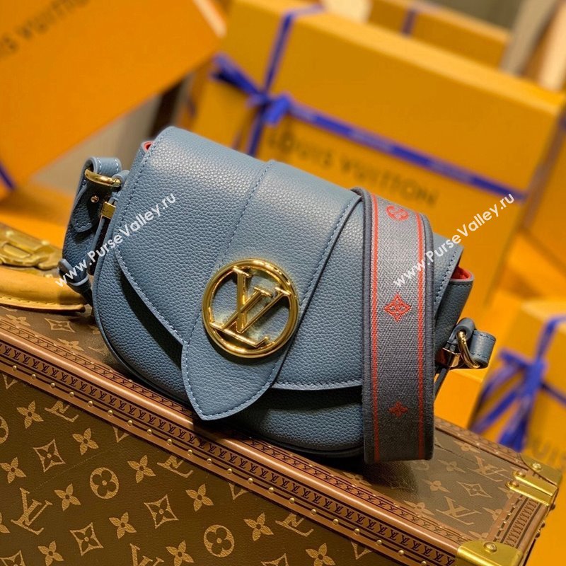 Louis Vuitton LV Pont 9 Soft PM Bag in Grained Calfskin M58964 Blue 2021 (KI-21101409)