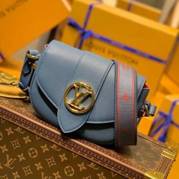 Louis Vuitton LV Pont 9 Soft PM Bag in Grained Calfskin M58964 Blue 2021 (KI-21101409)