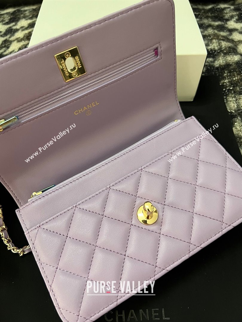 Chanel Lambskin Clutch with Chain AP3797 Purple 2024 (YEZI-24041210)