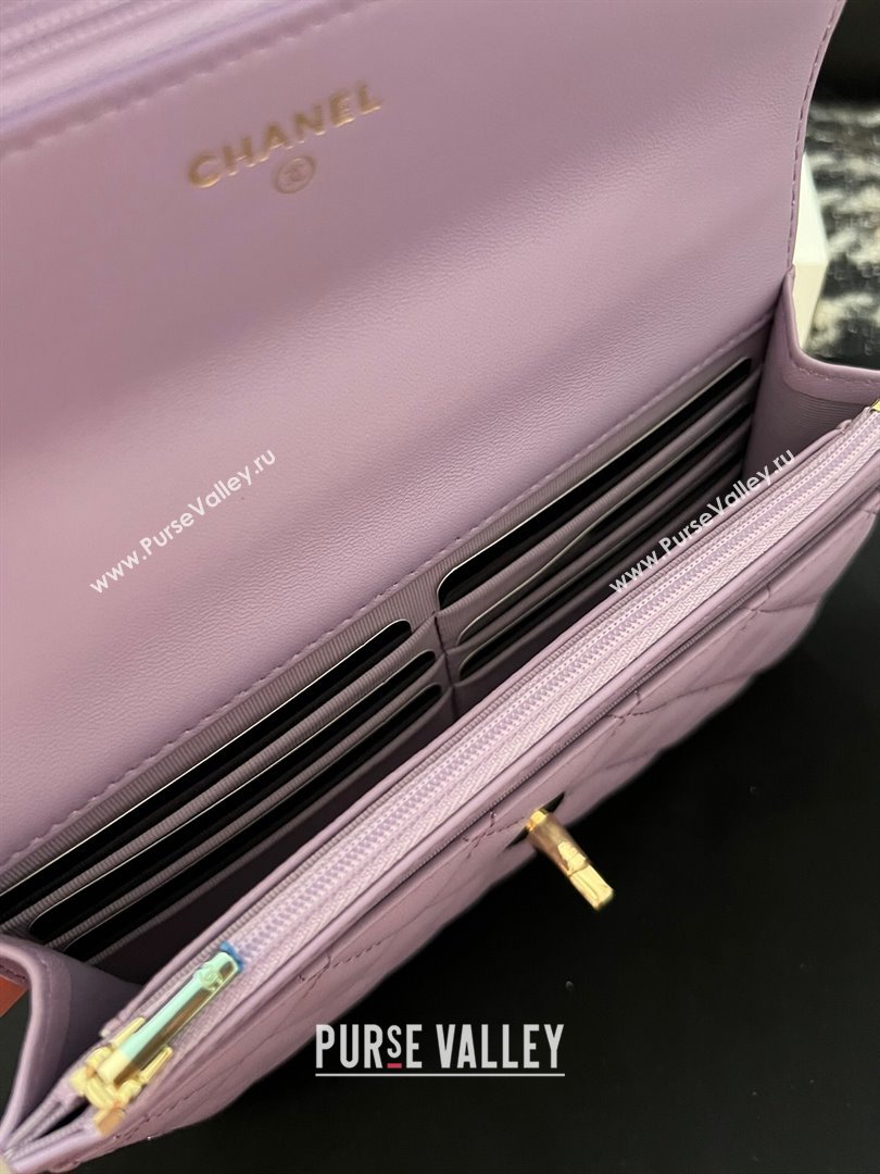 Chanel Lambskin Clutch with Chain AP3797 Purple 2024 (YEZI-24041210)