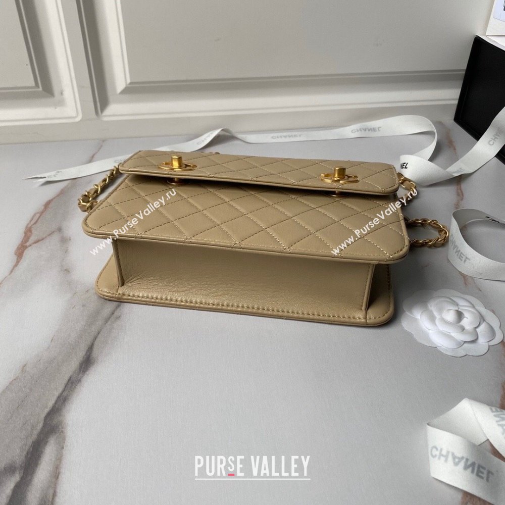 Chanel Leather Flap bag with Top Handle AS6025 Beige 2024 (YEZI-24052109)