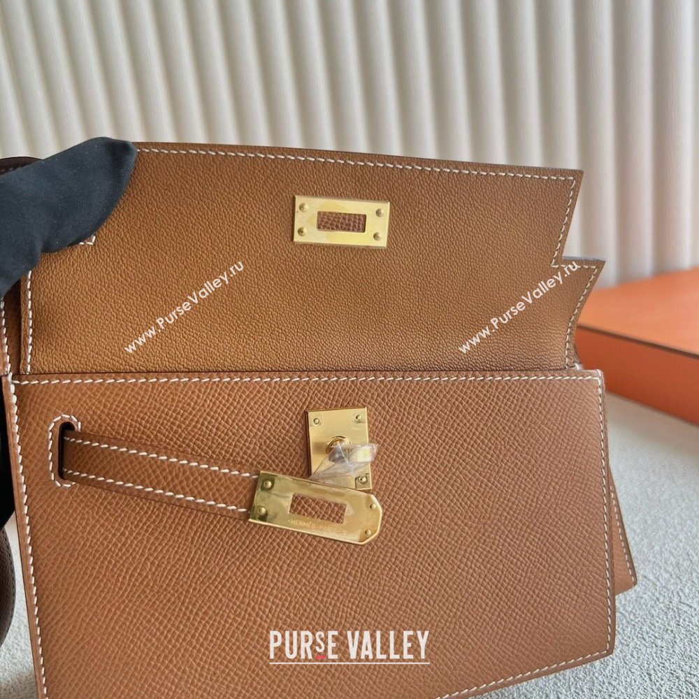 Hermes Limited Edition Kelly en Desordre Mini 20 Bag in Epsom Leather Brown/Gold 2024 (Handmade) (XX-24102520)