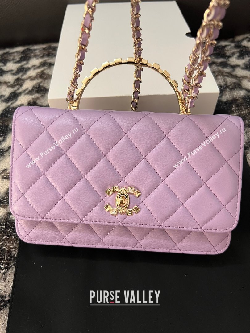 Chanel Lambskin Clutch with Chain AP3797 Purple 2024 (YEZI-24041210)