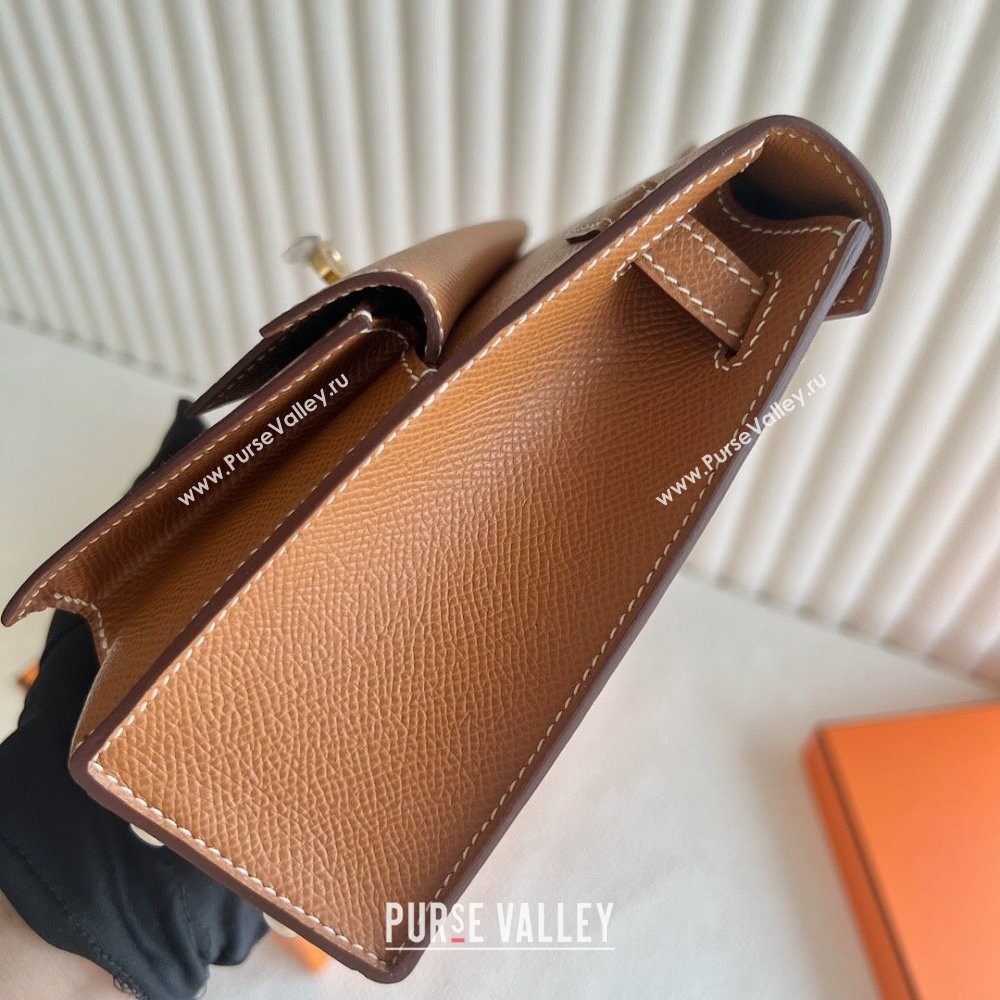 Hermes Limited Edition Kelly en Desordre Mini 20 Bag in Epsom Leather Brown/Gold 2024 (Handmade) (XX-24102520)