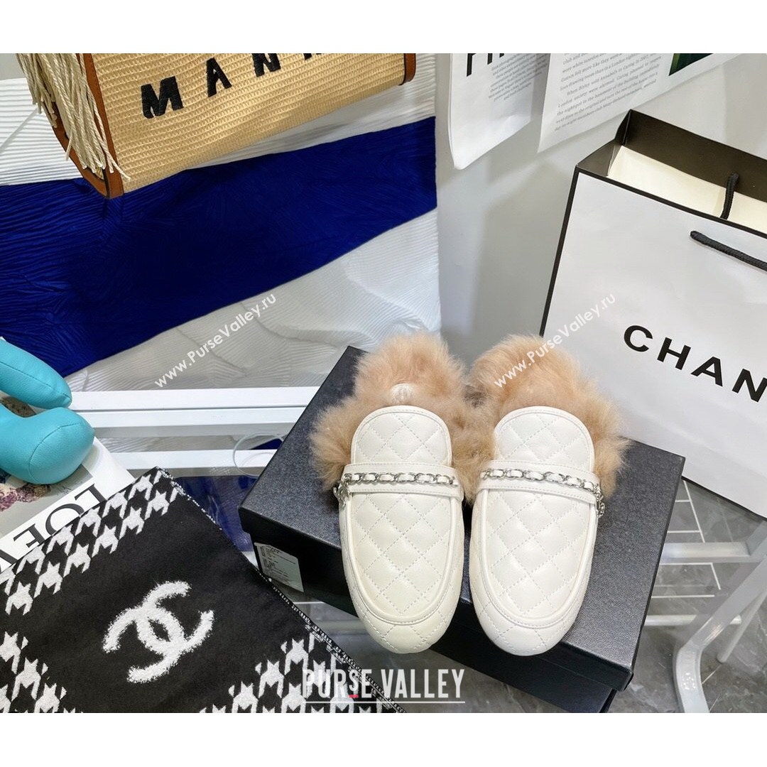 Chanel Lambskin Wool Flat Mules White 2021 (MD-21080909)