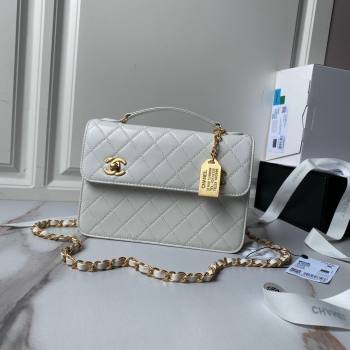 Chanel Leather Flap bag with Top Handle AS6025 White 2024 (YEZI-24052110)