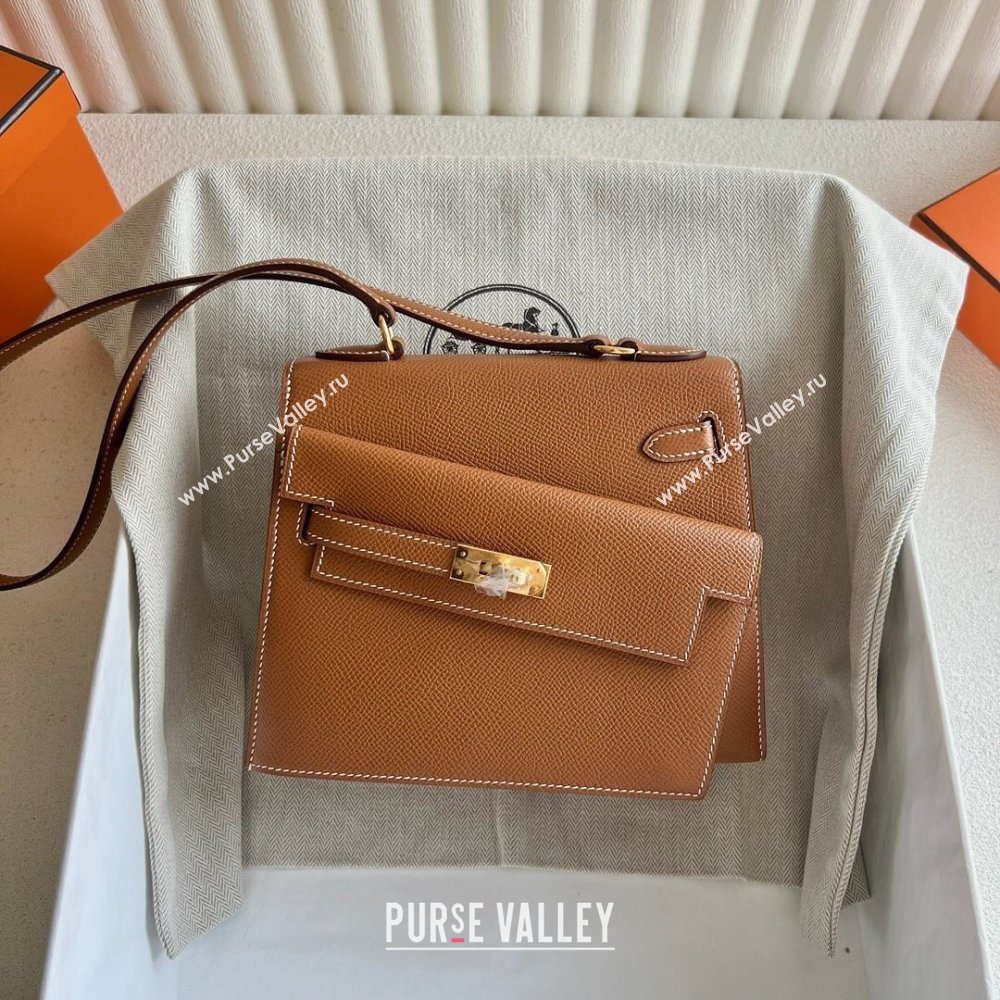 Hermes Limited Edition Kelly en Desordre Mini 20 Bag in Epsom Leather Brown/Gold 2024 (Handmade) (XX-24102520)