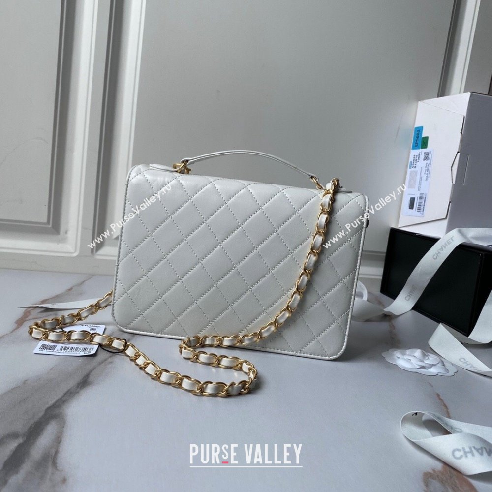 Chanel Leather Flap bag with Top Handle AS6025 White 2024 (YEZI-24052110)