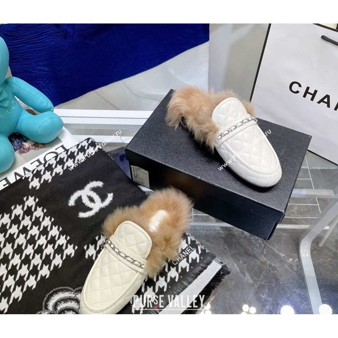 Chanel Lambskin Wool Flat Mules White 2021 (MD-21080909)