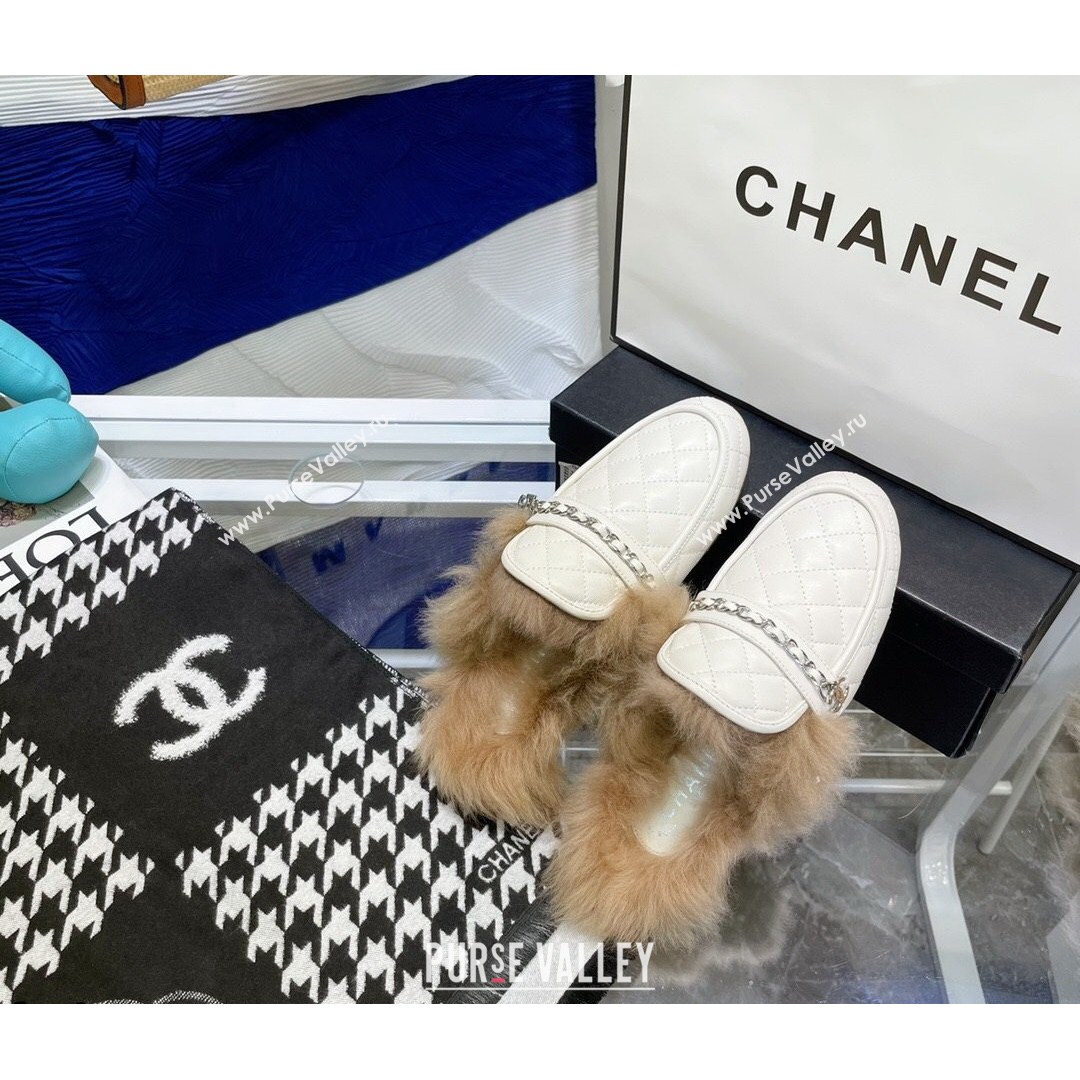 Chanel Lambskin Wool Flat Mules White 2021 (MD-21080909)