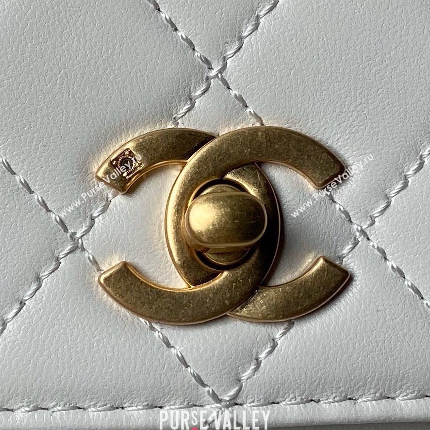 Chanel Leather Flap bag with Top Handle AS6025 White 2024 (YEZI-24052110)