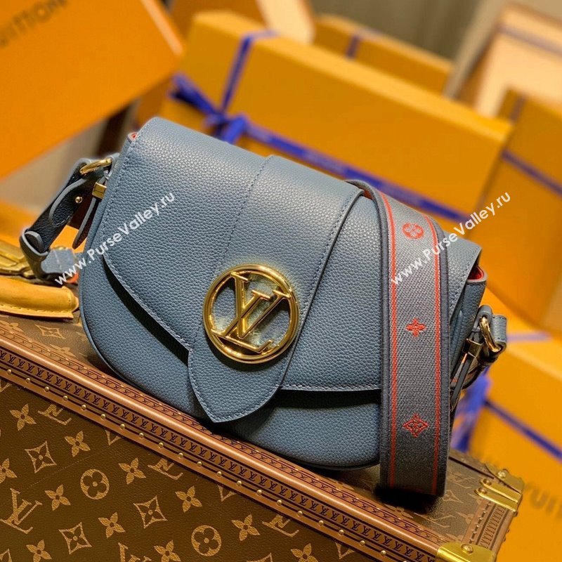 Louis Vuitton LV Pont 9 Soft MM Bag in Grained Calfskin M58967 Blue 2021 (KI-21101413)