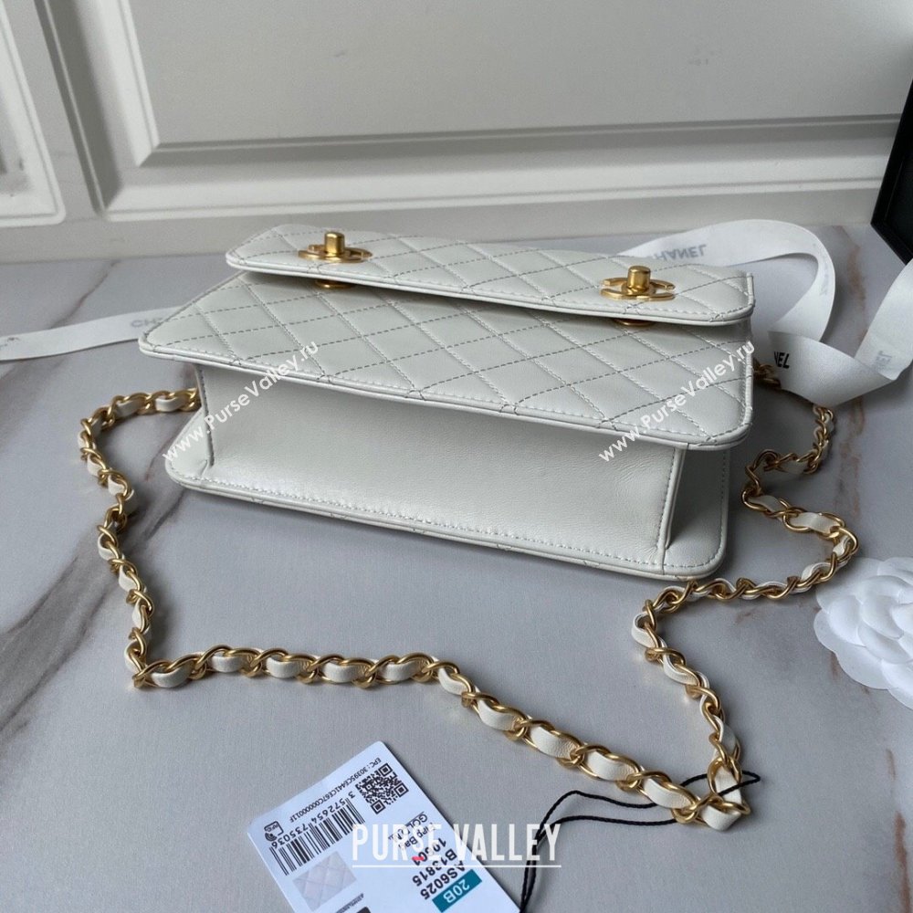 Chanel Leather Flap bag with Top Handle AS6025 White 2024 (YEZI-24052110)